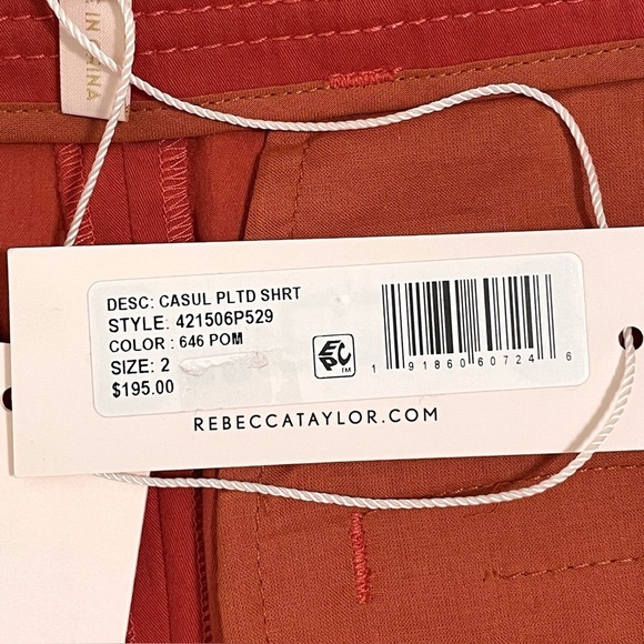 NWT Rebecca Taylor High Waist Pleat Front Trouser Short Pomodoro Red Orange 2 - Picture 14 of 16